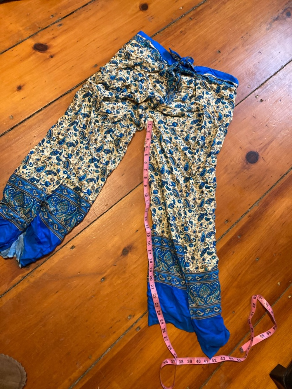 Harem Pants in Blue and Cream,  purchased in Morocco.